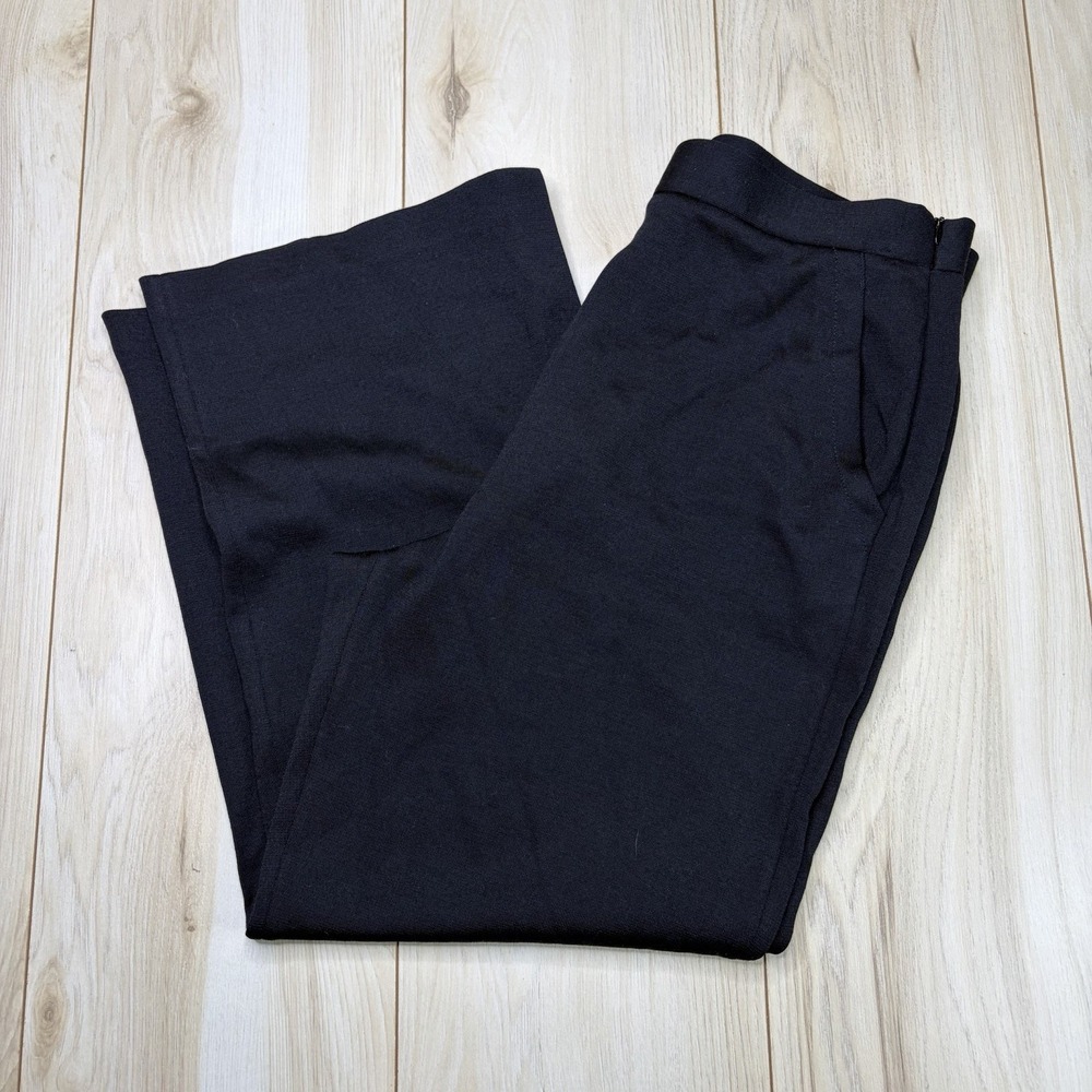 St. John Collection Women's Black Knit Wool Wide Leg Dress Pants Size 10